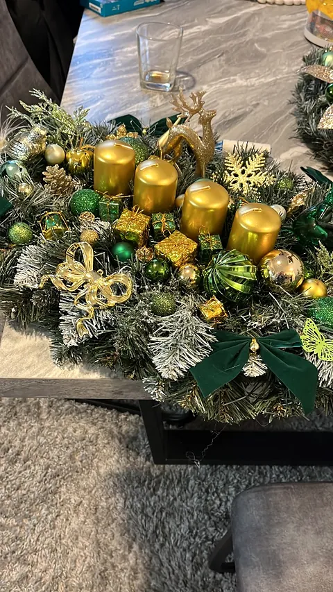 Adventní svícen, zelená, zlatá